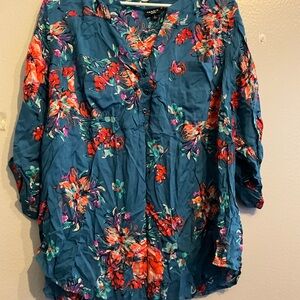 Floral Teal Women's Top